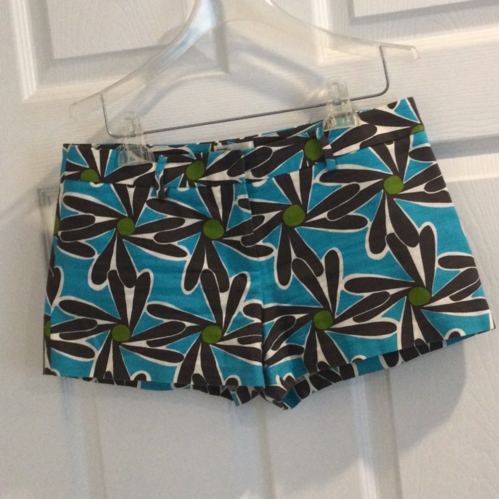 Milly of NY turquoise flower short shorts EUC